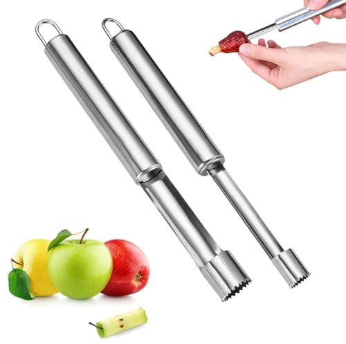 XURJUMI 2 Pezzi Frutta Levatorsoli Multifunzione，Levatorsolo Per Mele In Acciaio Inox，Pera Core Remover Strumento Per La Casa E La Cucina，Per Appenderlo, Per Mele E Pera
