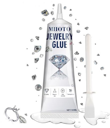 Miioto Schmucksteinkleber, Schmuckkleber Transparent, Strasssteine Kleber, für Schmuck, Perlenreparatur und Heimwerkerarbeiten, 100 ml