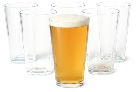 Amazon Basics Verres à Bière, Lot de 6 Pièces, 47,3cl, Compatible Lave-Vaisselle