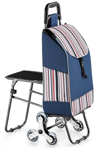 Carrito de Compras escaleras de Carrito de Carreras, portátil con Asiento fácil de Compras de Compras Plegables para Descansar Escalera de Escalada Carro