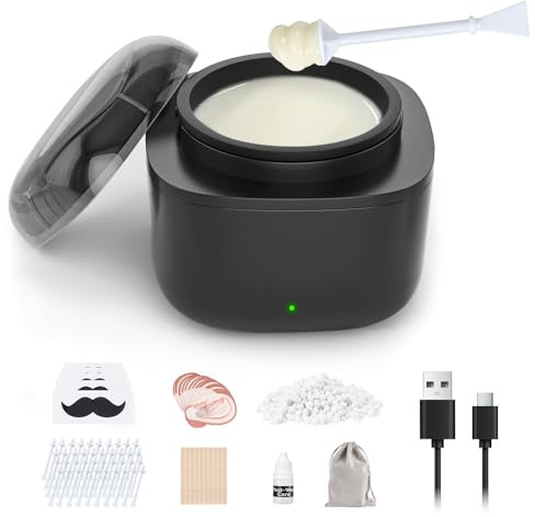 CAVSTORM Nose Wax Kit Men, Nose Hair Waxing Kit, 158Β°F Smart Temp Control | 40 Sticks, 100g Wax, Painless Nose Hair Removal with USB-C Fast Heating, Upgraded Capacity, Multi-Accessories