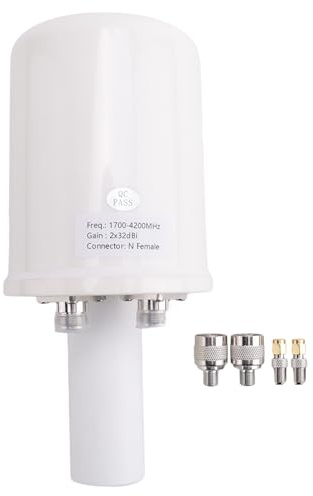 Orolotay Antena parabólica doble polarización 5G 1700-4200MHz WiFi 3G 4G 5G Reflector parabólico 2x32dBI Solo fuente de alimentación