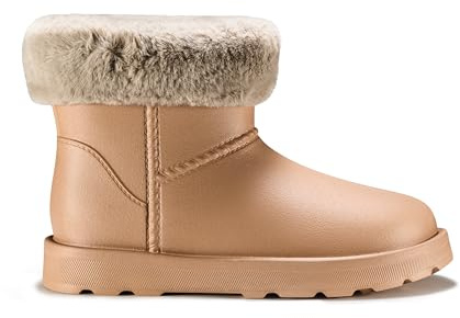 ESTRO Stivaletti Donna Invernali Bassi - Stivali Pioggia Donna Gomma Stivali da Pioggia Stivaletti con Pelo F115 (39 EU, Marrone Chiaro)