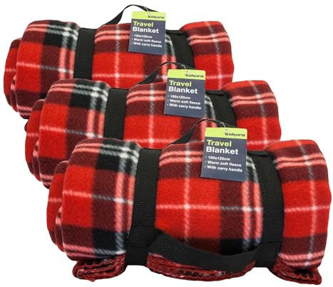 Sakura SS5303 Couverture de Voyage Motif Tartan 180 x 120 cm (Lot de 3)
