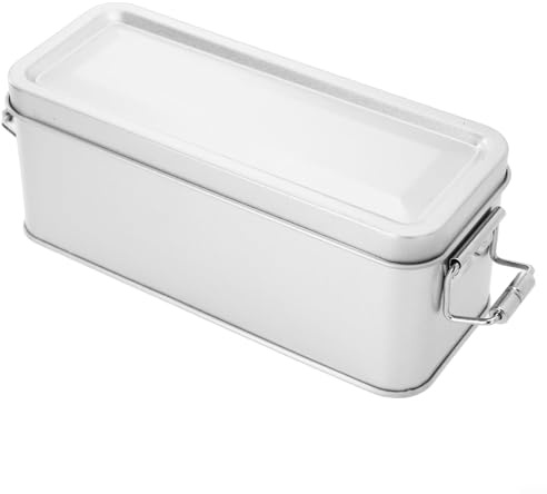 Latas rectangulares de almacenamiento para galletas, té y más diseño elegante y resistente de hojalata (S)