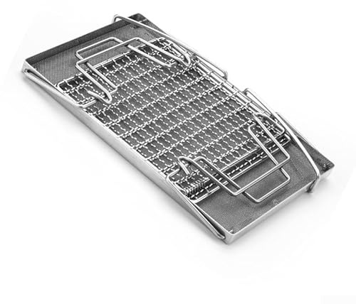 Spelonify Parrilla plegable de acero inoxidable para cocinar al aire libre, parrilla portátil de picnic con diseño fácil de limpiar, soporte compacto plateado para acampar