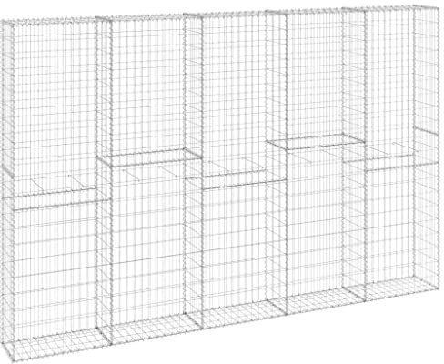 vidaXL Gabionenwand mit Abdeckung Gabione Steingabionen Steinkorb Gabionen Wand Drahtkorb Draht Mauer Verzinkter Stahl 300x30x200cm