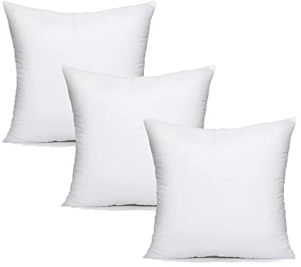 Extra Fill Plump Cushion Inner Pads (Pack of 3), 60 x 60 cm (24 x 24) | 100% Hollowfibre Cushions Inners Fillers Scatters - Cushion Stuffer Inserts, Hollowfibre Pillows (White)
