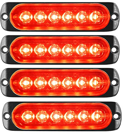 RIGIDON 4 Piezas 4.3 pulgada 6 led luz estroboscópica emergencia, 12v 24v faros antiniebla barras de luz led para trasera off road camión, coche, ATV, SUV, 4x4, barco, impermeable IP67 rojo
