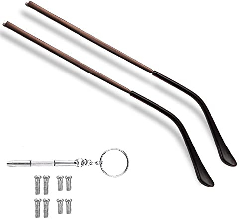 OPUGIT Metal Glasses Replacement Temple, Eyeglass Arms Legs Replacement, Glasses Repair Kit Universal Eyeglasses Replacement, DIY Temples for Glasses with Screws(1 Pair, Brown)