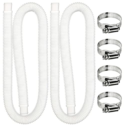 2 Pcs Tubo Flessibile per Piscine Fuori Terra Tubo di Ricambio per Piscina Fuori Terra con 4 connettori in metallo, per tubi di ricambio per pompe filtro piscina