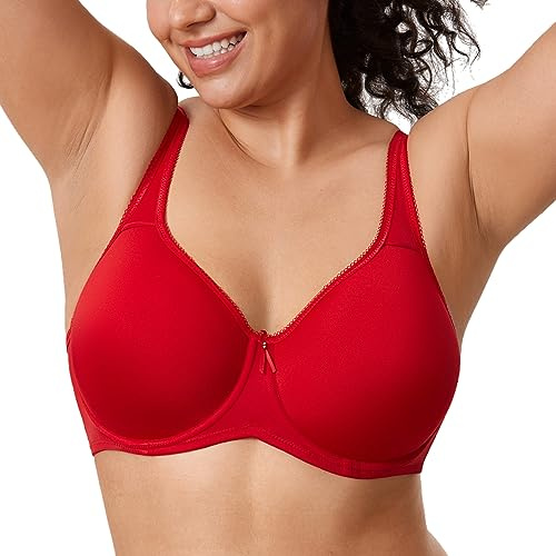 DELIMIRA Soutien Gorge Invisible Grande Taille avec Armature Emboîtant sans Couture Confortable Rouge à lèvres 100G