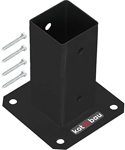 KOTARBAU® Casquillo atornillable, 60 x 60 mm, postes de madera cuadrada, casquillo de suelo, soporte para vallas, soporte para postes, ancla, galvanizado en caliente, recubrimiento en polvo