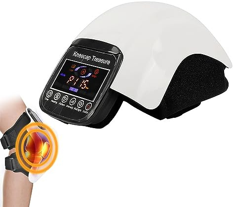 Knämassageapparat, trådlös knä massageapparat, LED-display smart knämassage uppladdningsbar, infraröd laserterapi vibrationsterapi för artrit, svullnad, muskelskador