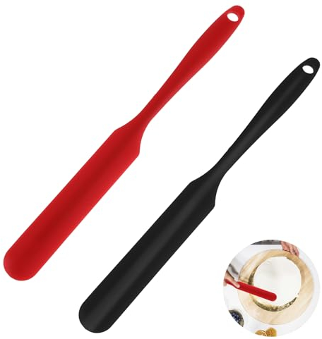 Mabor - 2 spatole in silicone per barattoli, con manico lungo, per cottura in forno, antiaderenti, resistenti al calore, raschietti per burro, barattoli, frullatori, mescolare, miscelare