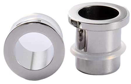 Bcughia Stainless Steel Tunnel Ear Plugs 5/8 inch, Flesh Tunnels 15mm Silver Hoop Flesh Tunnel Set for Women, 2PCS