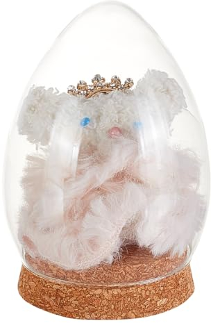 GOMAKERER 1 Pc Egg Glass Display Dome Cloche, 3.19x4.53 Inch Cloche Bell Jar Terrarium with Cork Base Decorative Display Dome Case for Plants Flower Christmas Display Decoration, Clear