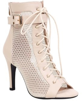 LIANGTUOHAI Heels Dance Class, Bootie Sandales à Talons Hauts Escarpins Sexy Escarpins Noir Mesh Stiletto Talons Hauts Sandales à Lacets avec Bouche de Poisson Chaussures de Danse pour Femme Sandales