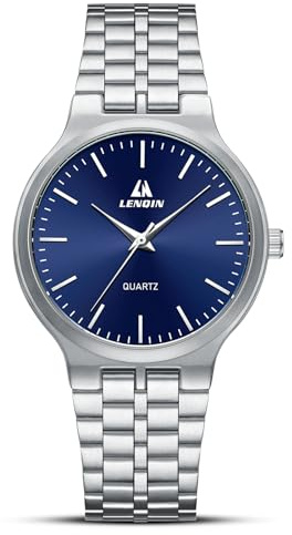 LN LENQIN Mens Watches Stainless Steel Watches for Men Classic Analog Quartz Watch Waterproof Men's Wrist Watch