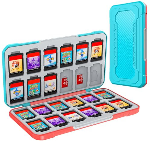 HEIYING Switch Game Case for Nintendo Switch 2/Lite/OLED, Memory Storage Holder Case with 24 Game Card Slots and 24 Micro SD Cards Slots