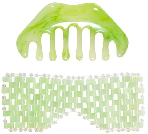 1 Maschera Per Gli Occhi In Giada E 1 Pettine Raschiante, Maschera Per Gli Occhi Riutilizzabile, Maschera Per Gli Occhi Creativa, Massaggiatore Per Gli Occhi, Maschera Per Gli Occhi Per Il Sonno