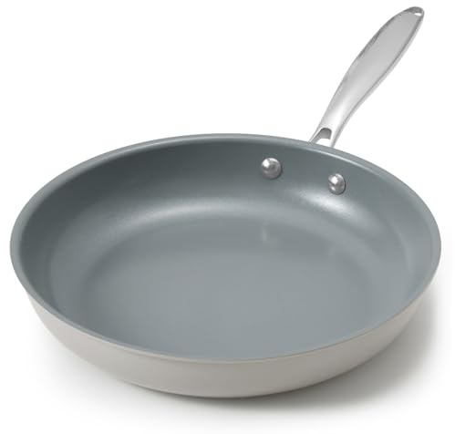 BLAZANT Bratpfanne Induktion 28 cm, Antihaft Pfanne 28 cm, Molekular gebondeter Induktionsboden, Keramikpfanne für alle Herdarten (inklusive Induktion), Backofenfest, mit Gussstahlgriff, Grau