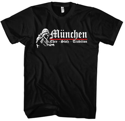 München Ehre und Stolz Herren T-Shirt | Meister Shirt Sport Fussball Ultra Skyline Fanartikel Trikot | M1 Schwarz (M)