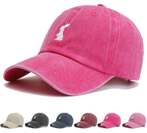 CWENDANER Berretto da Baseball Unisex, retrò, in Cotone, Adatto per Sport all'Aria Aperta, per Uomo e Donna, Rosso Rose, 56/60 cm