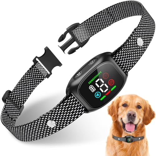 Lorrtta Collier Anti Aboiement Chiens, 4 Modes de Correction, 8 Niveaux de Sensibilité, Étanchéité IP67, Détection Intelligente, Rechargeable, Adapté aux Petits Moyen Chiens