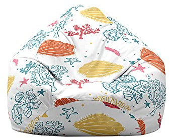 Hiseng Funda de puf, Sillón de Pera sin Relleno,Estampado Triangular Sofa Puff Gaming Salon Funda Sin Relleno para Niños y Adultos, Bean Bag para Salón, Dormitorio (Coral,130x150cm)