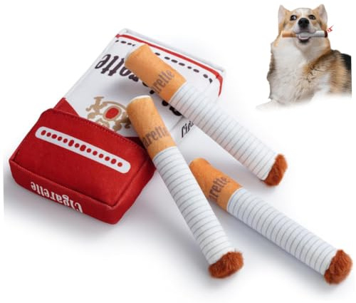 NASSMOSSE hundleksaker med pip, simulerade cigaretter, plyschleksaker med roliga pip för små, medelstora och stora husdjur