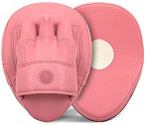 Lions Boxing Pads - Punch Bag Training MMA Hook & Jab Focus Mitts Thick Padded Pair (Curved Pink)