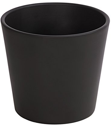 Dehner Übertopf, Ø 36 cm, Höhe 29 cm, Keramik, glasiert, dunkelgrau