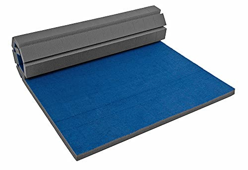 FlooringInc's Rollout Carpet Top Cheer Mat, Perfect as a Gymnastics Mat, Tumbling Mat or Portable Cheerleading Gym Mats for Home Workouts and Practice, Blue, 3' x 6' x 1 3/8