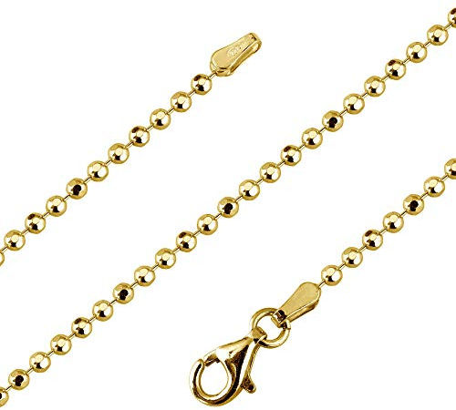 Avesano Kugelkette vergoldet 925 Silber (1,4 mm) goldene Damen Halskette Gold Kette (60 cm) 101061-560