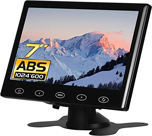 WHOLEV Mini Monitor HDMI 7 Zoll Monitor LCD HD 1024x600 16:9 Touch Taste mit AV/VGA/HDMI/Kopfhörer Eingebauter Lautsprecher für Büro/Geschäft/Heimsicherheit Raspberry Pi CCTV Kamera PC DVR