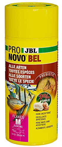 JBL PRONOVO BEL Flakes, alimento Principal para Todos los Peces de Acuario de 8 a 20 cm, Copos de Comida para Peces, Talla M, 250 ml