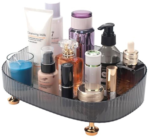 Organizzatore di Profumo di Trucco, Vassoio Cosmetico, Vassoio Comò Decorativo, Vassoio Vanity Bagno per Toiletteria, Prodotti per la Cura della Pelle (Grigio)