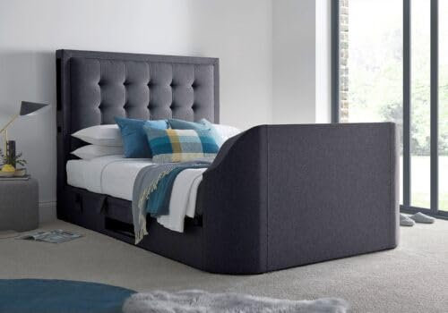 Titan 4.1 Multi Media Ottoman Storage TV Bed in Slate Grey - Super King Size