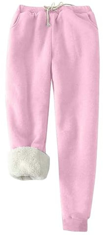 Jogginghose Damen Warme Fleece Sporthosen Winter Thermo Gefütterte Sweatpants Lang Baumwolle Freizeithose Elastische Taille Laufhose mit Taschen Yogahose Casual Sport Leggings Outdoor