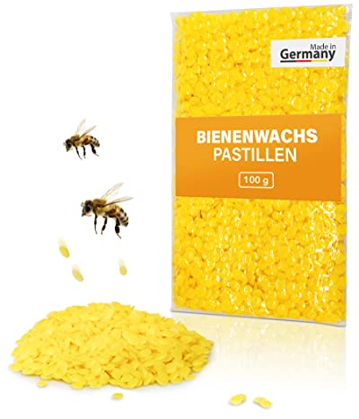 dakamilech 2013001 Bienenwachs - Wachspastillen - Pastillen aus Bienenwachs - Herstellung von Naturkosmetik - Naturwachs für Kerzen 100 g