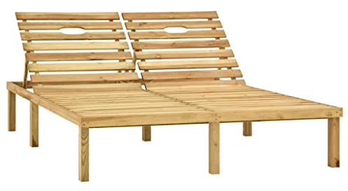 Générique Chaise Longue Double Bois de pin imprégné de Vert,Bains de soleil-315398