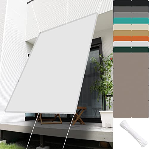 Sonnensegel Wasserdicht 4 x 6 m Wetterschutz Wasserabweisend Sonnensegel Rechteckig Uv-Schutz-Polyestergewebe mit Seil Schattenspender für Patio Außenbereich Und Camping, White