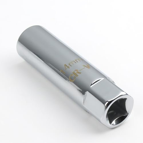 14mm Spark Plug Socket 12-Point Thin Wall, 3/8 Inch Drive Swivel Magnetic Removal Installer Tool, Build-in Spring Clips Automobile Sparking Plug Wrench Compatible with BMW Mini Nissan Mercedes