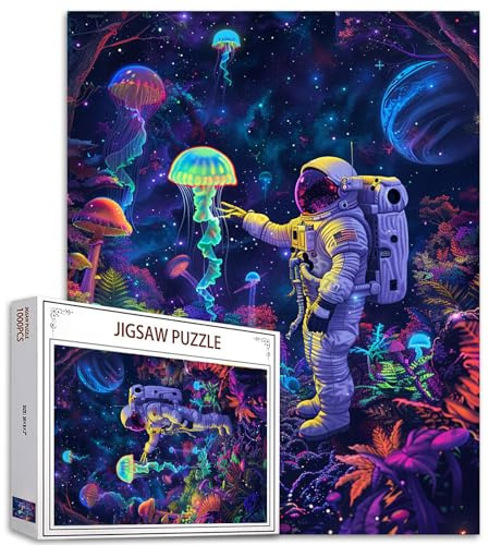 Tucocoo Violet Dinosaur Art Puzzle, 1000 Pieces, Puzzles for Adults, Fantasy Abstract Astronaut Puzzle for Challenging Family Activities, Colorful Craft Puzzle for Home Decoration
