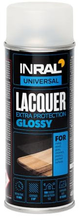 INRAL Acryllack Spray – Schnell Trocknendes Glanzend Klarlack Spray Wasserfest - Idealer Sprühlack für Acryllackierung - Hitze- und Kratzfester UV Lack für Heimwerker, Handwerker und Künstler