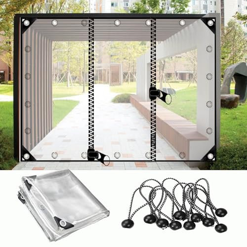 Clear PVC Waterproof Tarpaulin with Zipper Door for Outdoor Gardening Farming 1.2x2.5m