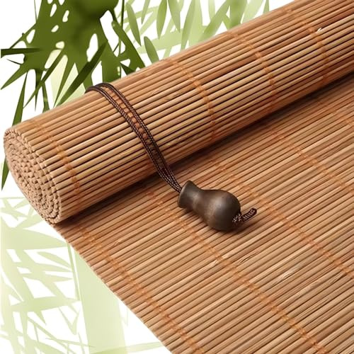Eiauiuo Retro Bamboo Roller Blinds For Windows & Doors, Natural Wood Roman Blinds, UV Protection & Privacy Screen, Side Pull Bamboo Window Blinds For Garden, Terrace & Courtyard(Width 160cm,High 160cm