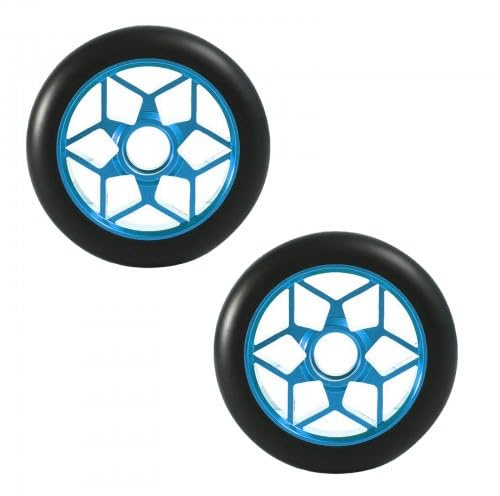 2 Piezas Ruedas de Patinete Scooter 110 mm, Ruedas de Repuesto para Patinete con Rodamientos ABEC-9, para Mayoría de Patinetes, Scooters (Azul)