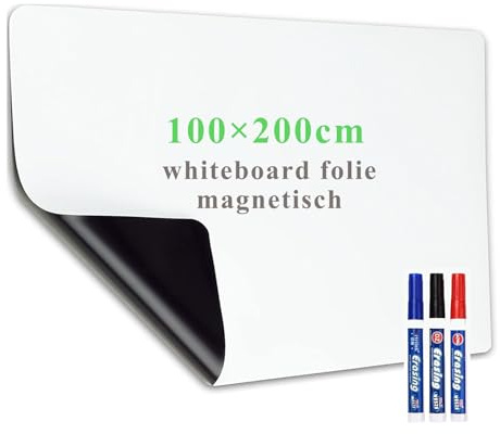 Lyzzxi Foglio Lavagna Cancellabile Bianca, 200 × 100cm Adesiva Lavagna Magnetica da parete, Pellicola per lavagna flessibile, per Educatori, Scuole Domestiche, Aule, Uffici